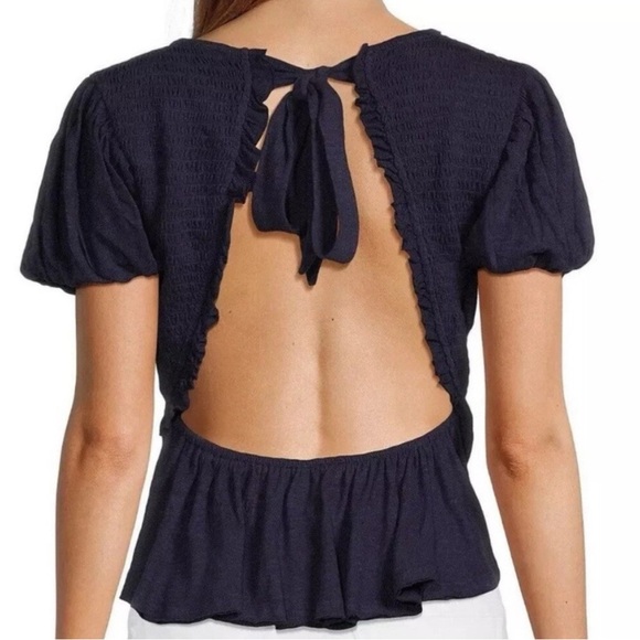 Free People Charlotte Peplum Open Back Top NWOT - Picture 6 of 12